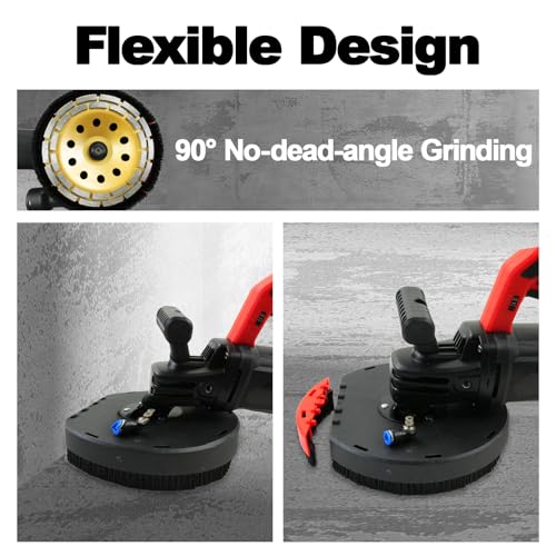 180mm Concrete Surface Grinder, 6 Speed Adjustments Angle Grinder Kit with Dust Shroud and Diamond Wheel, 2200W Seamless Floor Planer Kit with Auxiliary Handle for Floor, Wall and Ceiling - Image 6