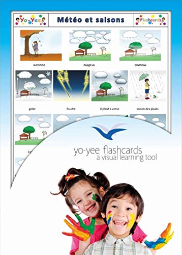 Meteo et saisons - Weather, Seasons and Time of The Year Flashcards in French for Kids, Toddlers and Children