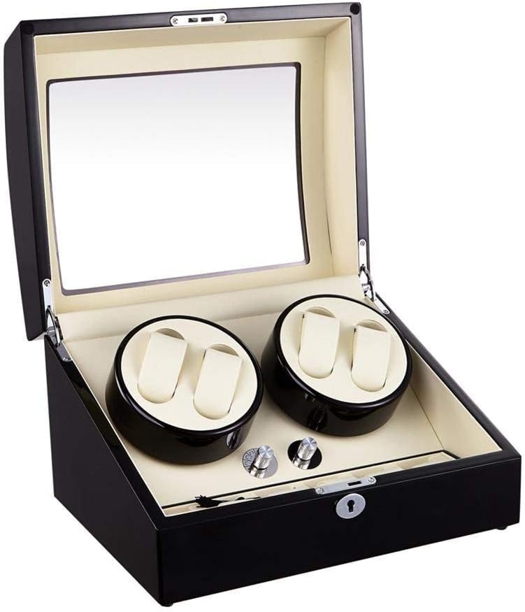 FENOKD Watch Winder Box Watch Winder 4 Watches Box Black 4 Watches Display Box Engine Automatic Watches CasesHoliday Gift