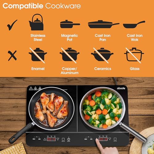 Abode 2800W Double Induction Hob with Touch Control & Timer - Image 4