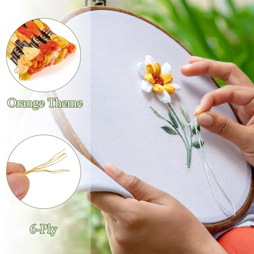 Image of FASHEWELRY 218 Yards Friendship Bracelet String Orange Polyester Embroidery Floss 1mm Cross Stitch Cotton Floss for Hand Sewing Sachets Tassels Cushions Birthday Card DIY