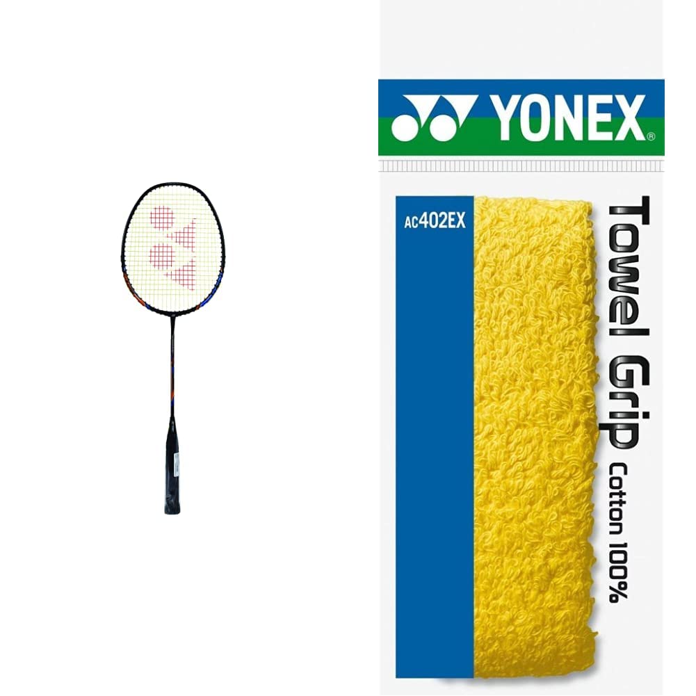 Yonex Nanoray Light 18i Graphite Badminton Racquet with Free Full Cover (77 Grams, 30 lbs Tension)&Yonex AC 402 EX Synthetic Badminton Grip, Yellow
