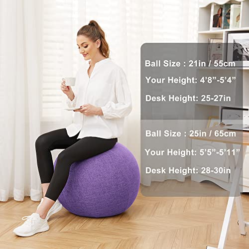 Image of Exercise Ball Chair with Fabric Cover, Standard Size (25inches /65cm), for Home Offices, Balance Training, Yoga Ball