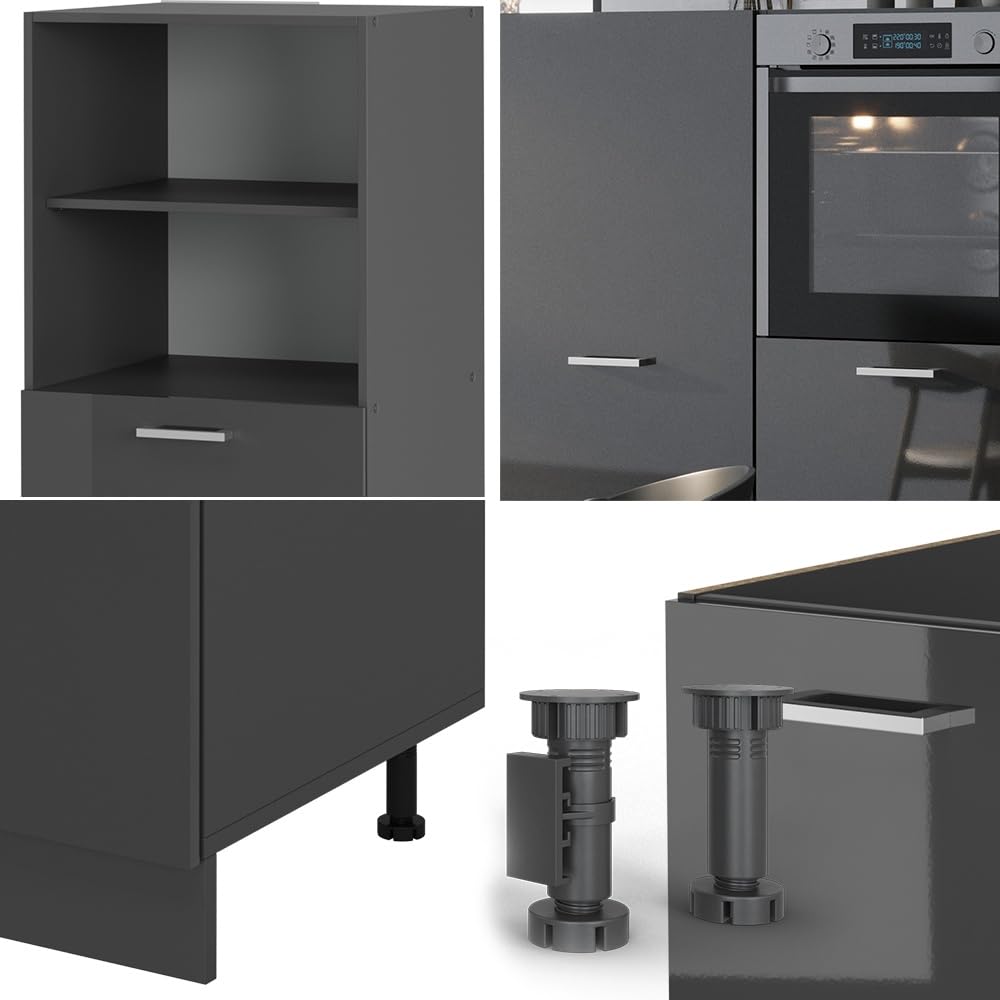 Vicco Cucine componibili piccole R-Line Antracite lucido/antracite 180 cm