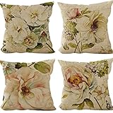sistwon Vintage Flower Throw Pillow Covers Peony Rose Home Decorative Pillow Covers Retro Cotton Lin