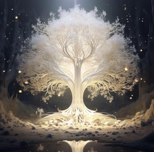 Diamond Painting Kit 5D Diamond Art Set for Kids & Adults DIY Wall Decor Craft Tree Of Life Design Acrylic Diamonds Adhesive Canvas with Wooden Frame Relaxing Hobby Art Kit 20x20 cm