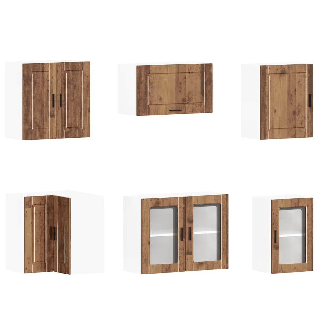 11-TLG Küchenschrank Set Porto Altholz-Optik 80×46×81,5 cm viel Stauraum Modern Design kleine Single Wohn Pantryküche