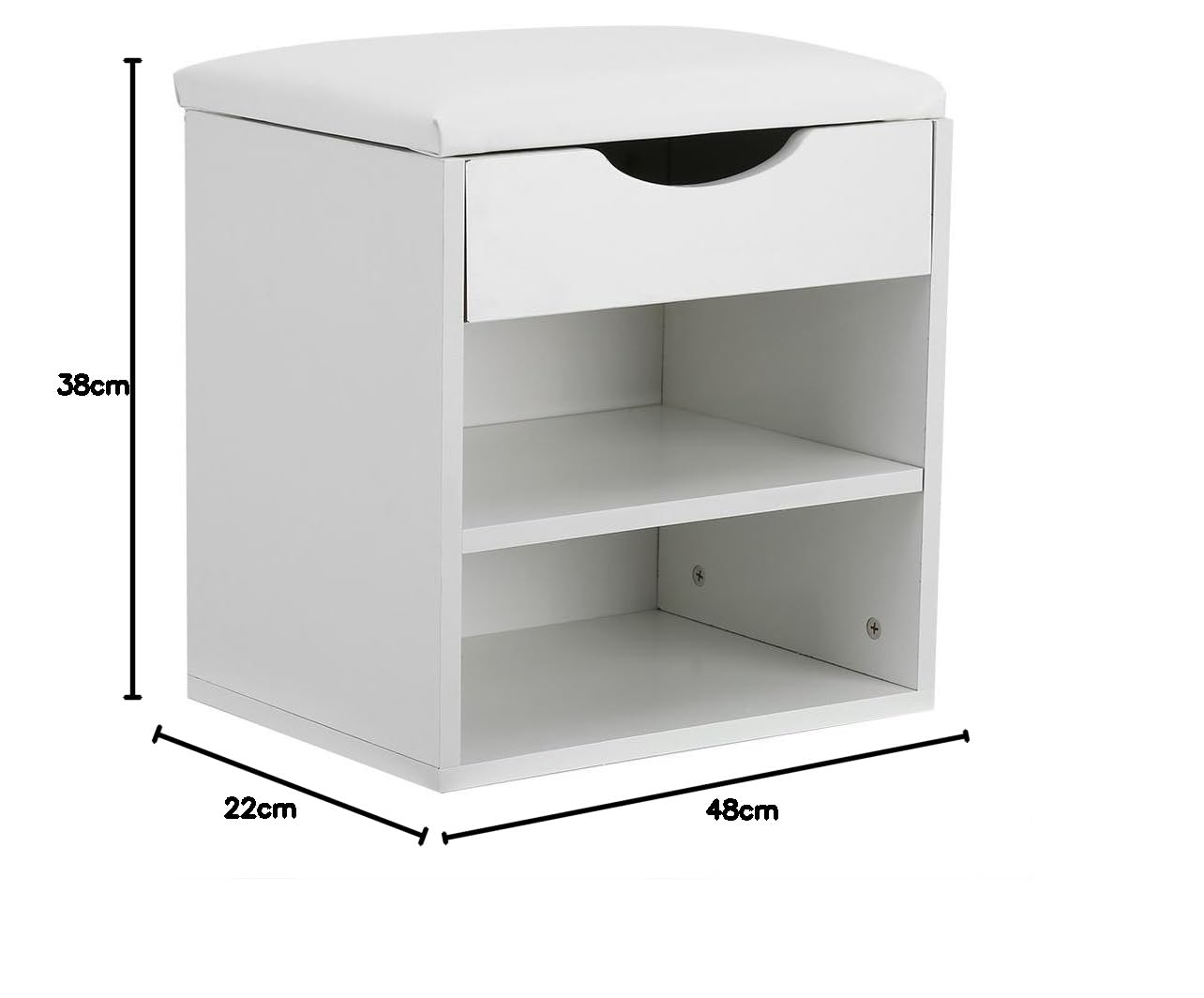 CHICIRIS Panca per Scarpe Robusto Organizer in Legno per Ingresso di Casa, con Sedile Imbottito, Ideale per Toeletta, Copertura in PU, 2 Ripiani, Adatto per Scarpe, Calzini, Chiavi