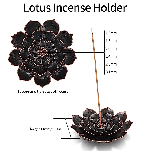 wugongshan 3 Pcs Lotus Incense Holder, Brass Lotus Stick Incense Holder, Detachable 6 Incenses Holes Holder - Image 3