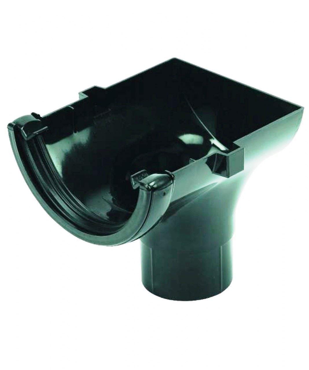 FLOPLAST 112mm Half Round Gutter Stop End Outlet - Black - Pack of 2