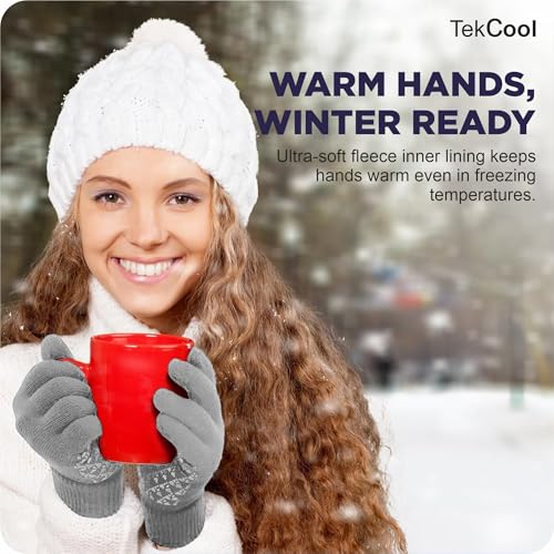 Image of TEKCOOL Winter Gloves for Men & Women with Touchscreen Finger Bike Winter Hand Gloves for Men Woolen Winter Gloves for Women Thermal Hand Gloves for Winter Warm Gloves Unisex