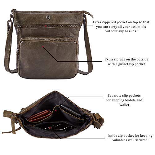 Image of Crossbody Bags for Women Genuine Leather Purse Handmade Vintage Shoulder Bag Crossover Pocketbook Adjustable Strap | Handmade