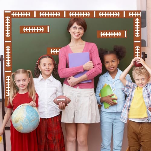 Image of BeYumi Football Patterned Border Trim - 65ft Back to School Football Straight Rolled Border Trim Rugby Sports Bulletin Board Set Classroom Chalkboard Kindergarten Elementary Home Party Decoration