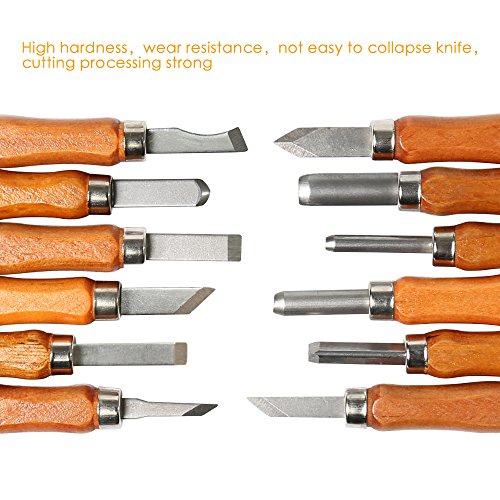 Wood Carving Tools,Delicacy 12 Set Professional Carbon Steel Carving Chisels Knife Kit for DIY Sculpture Carpenter Experts & Beginners - Thumbnail 3