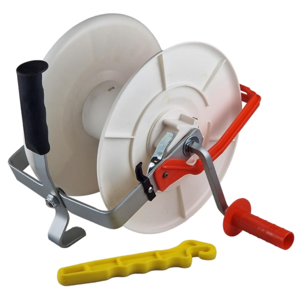 Economy Geared Reel 3:1 Electric Fence Wire Winder, Steel Frame & Crank Arm w/ Wire Guide & Insulated Grip Handle