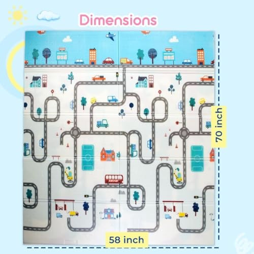 Image of Heavy Duty Double Sided Water Proof Baby Play Mat, Play mats for Kids, Large Size, Baby Carpet, Non-Slip (6 Feet X 4 Feet) (BEBY MAT White Large)