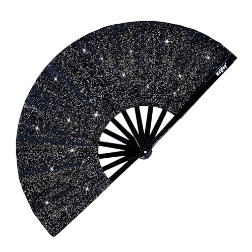 Krifey Large Folding Hand Fan – Bold Snap Fans for Line Dancing, Rave, EDM Festivals & Drag Shows – Statement Accessory for Women, Baddies & Party Queens