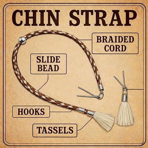 Image of Gamboa 100% Leather Hat Chin Strap for Men and Women Removable Hat Chin Cord for Cowboy and Sun Hats
