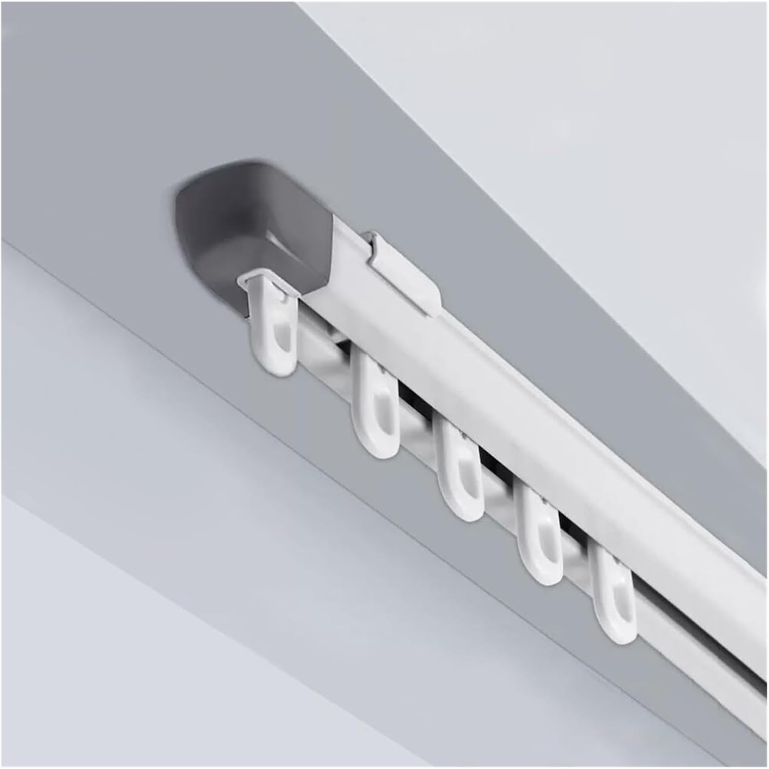 Ceiling Mounting Telescopic Curtain Track Measurement-Free Curtain Rail Suitable For Office, Living Room And Room Divider(White,85-150cm)