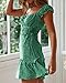 YOBECHO Womens Summer Ruffle Sleeve Sweetheart Neckline Printing Dress Mini Dresses Green