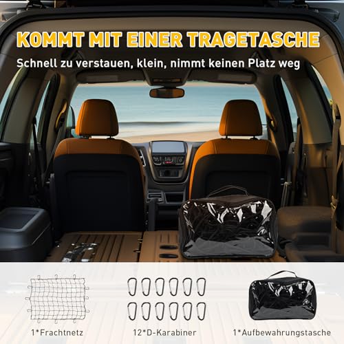Gepäcknetz Auto, KofferraumNetz Gepäcknetz Wohnmobil Netzs, 180x120CM Dehnbar auf 365x243CM Netz für Pickup, Aufbewahrung Netz, die Ladeflächennetz für Pickups, Gepäck, Kofferraum, SUV, Ladefläche