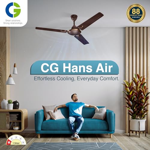 Image of CG Hansair | Decorative High-Speed 1200mm Ceiling Fan | 100% Copper Motor | 2-Year Warranty | Double Ball Bearing | Metallic Choco Brown