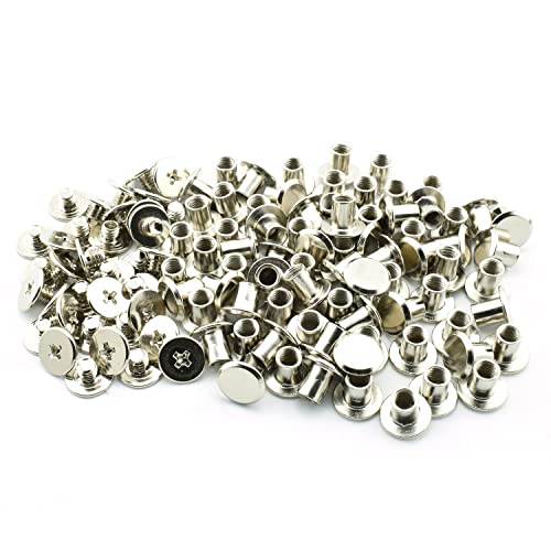 Lq Industrial 120Pcs Chicago Screw Cross Head Phillips Drive Binding Screws Rivet Book Binding Diy Leather Craft Assembly Bolt 5X6Mm Silver #TOP4
