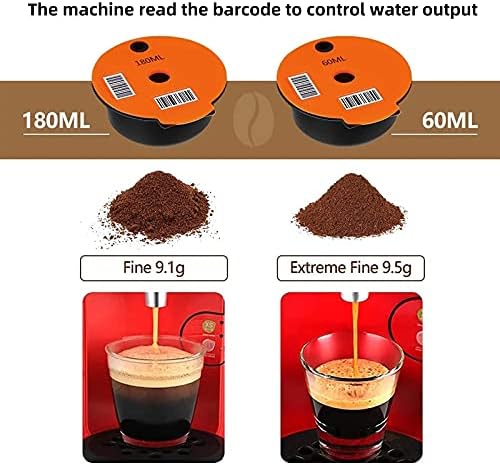 Refillable Coffee Capsule Cup Reusable Coffee, Suitable for Bosch refillable Coffee Capsule, with Coffee Spoon, Brush, Compatible with Tassimo Machine with readable Barcode (60ml, Orange)