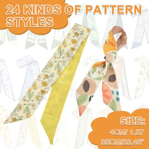 24-Pack Satin Purse Charms Set, Headband Neck Wrist Waist Decorative Fashion Gifts, Purse Scarf for Handbags & Cute Headbands for Women2