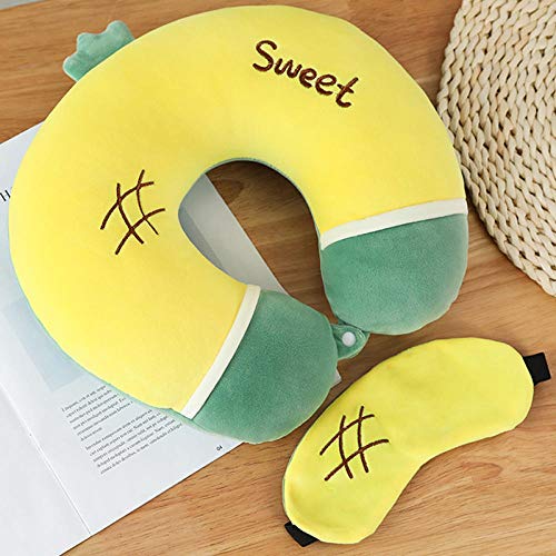QISLOVE Neck u-shaped pillow neck pillow type pillow hanging neck female cute student child nap travel plane car cervical pillow pillow including eye mask-A