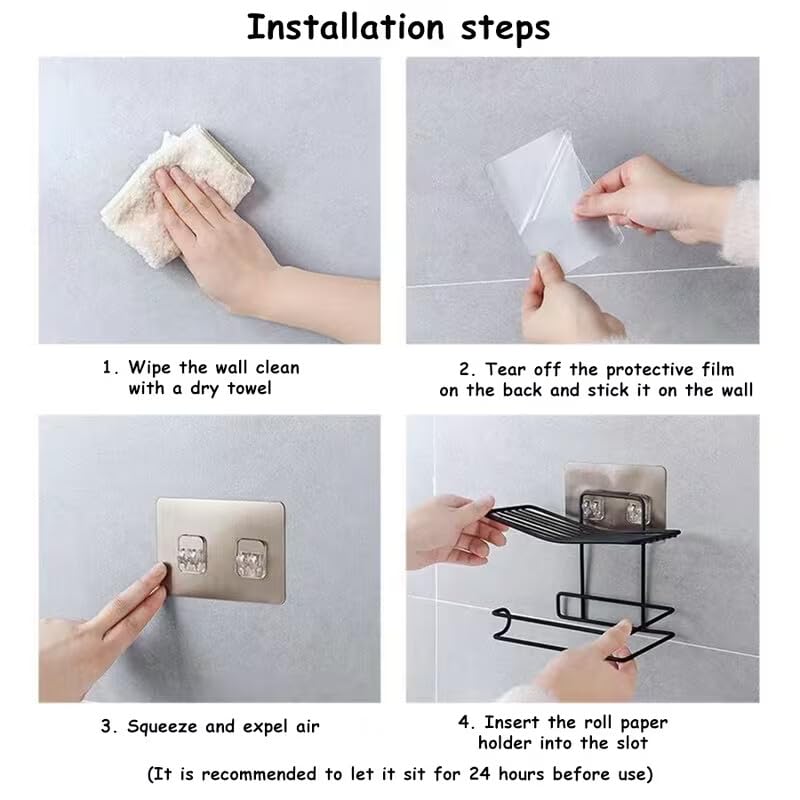Image of Soap Holder with Toilet Paper Holder Stainless Steel Bathroom Shelf Wall Mounted Soap Dish Napkin Holder Tissue Roll Stand Rust Proof Bathroom Accessories