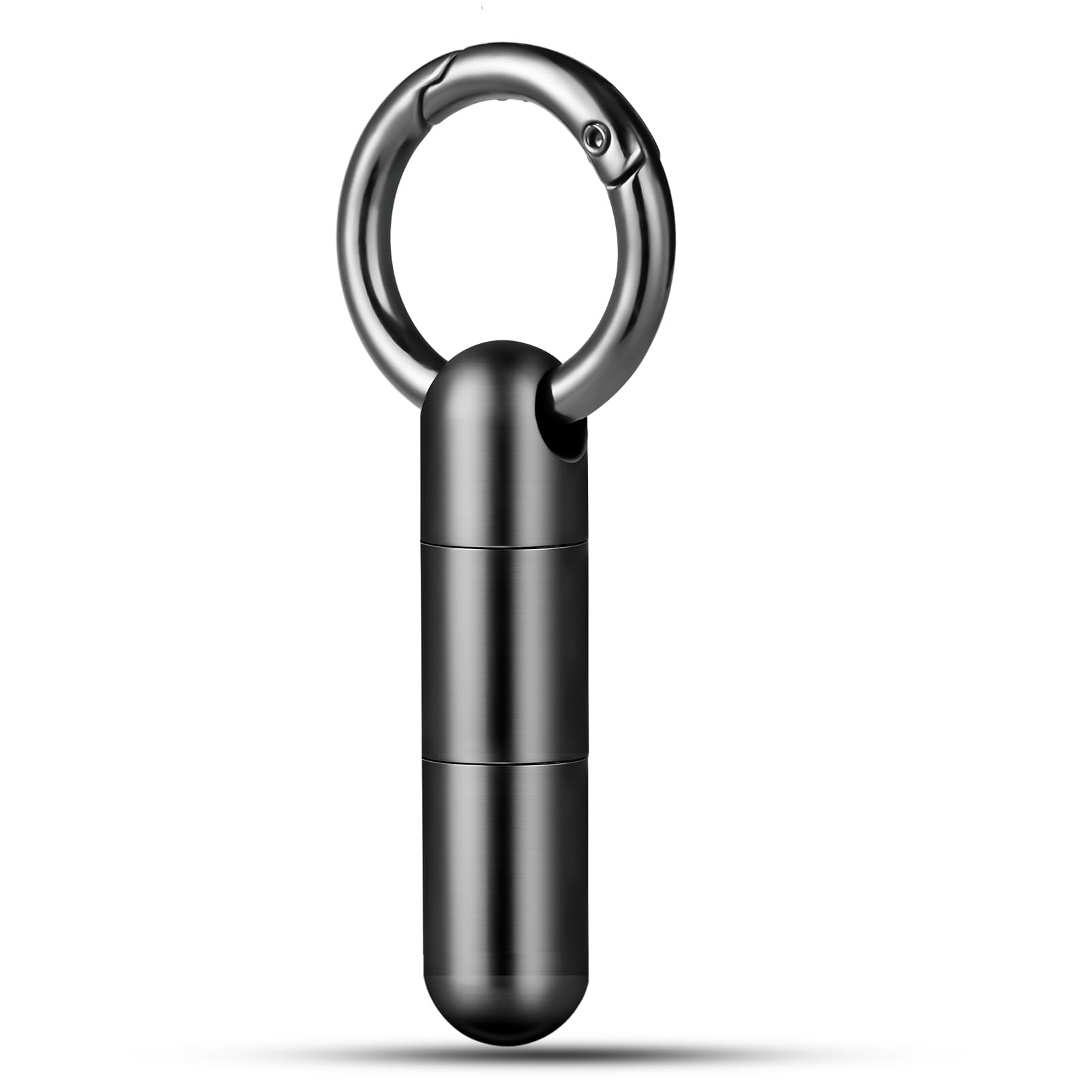 TISUR Keychain Pill Holder, Titanium Small Pill Case Pill Organizer Waterproof Pill Box, EDC Portable Pill Container for Travel Purse Outdoor Tiny Pill Case+ 1 Connected Compartment