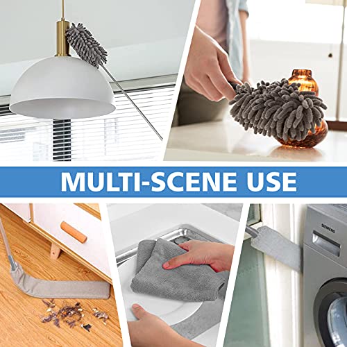 Microfiber Duster Kit For High Ceiling (6Pcs), Extendable Dusters For Cleaning With 100" Extension Pole, Long Microfiber Feather Duster For Ceiling Fan/Car, House Cleaning Tool Kit By Oosofitt #TOP5