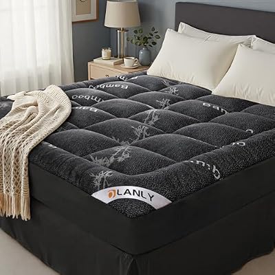 OLANLY Full Bamboo Viscose Cooling Mattress Topper, Dark Gray