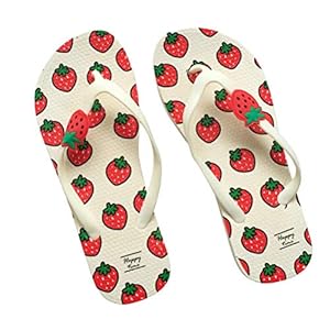 LIOOBO Flip Flop Sandalen aardbei meisjes bord Tangas slipvaste pantoffels voor badkamer (rood, maat 39)