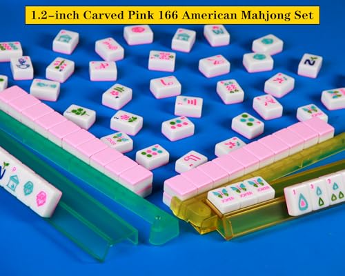 Juego Americano Mahjong con fichas rosa 166 piezas miniatura 7