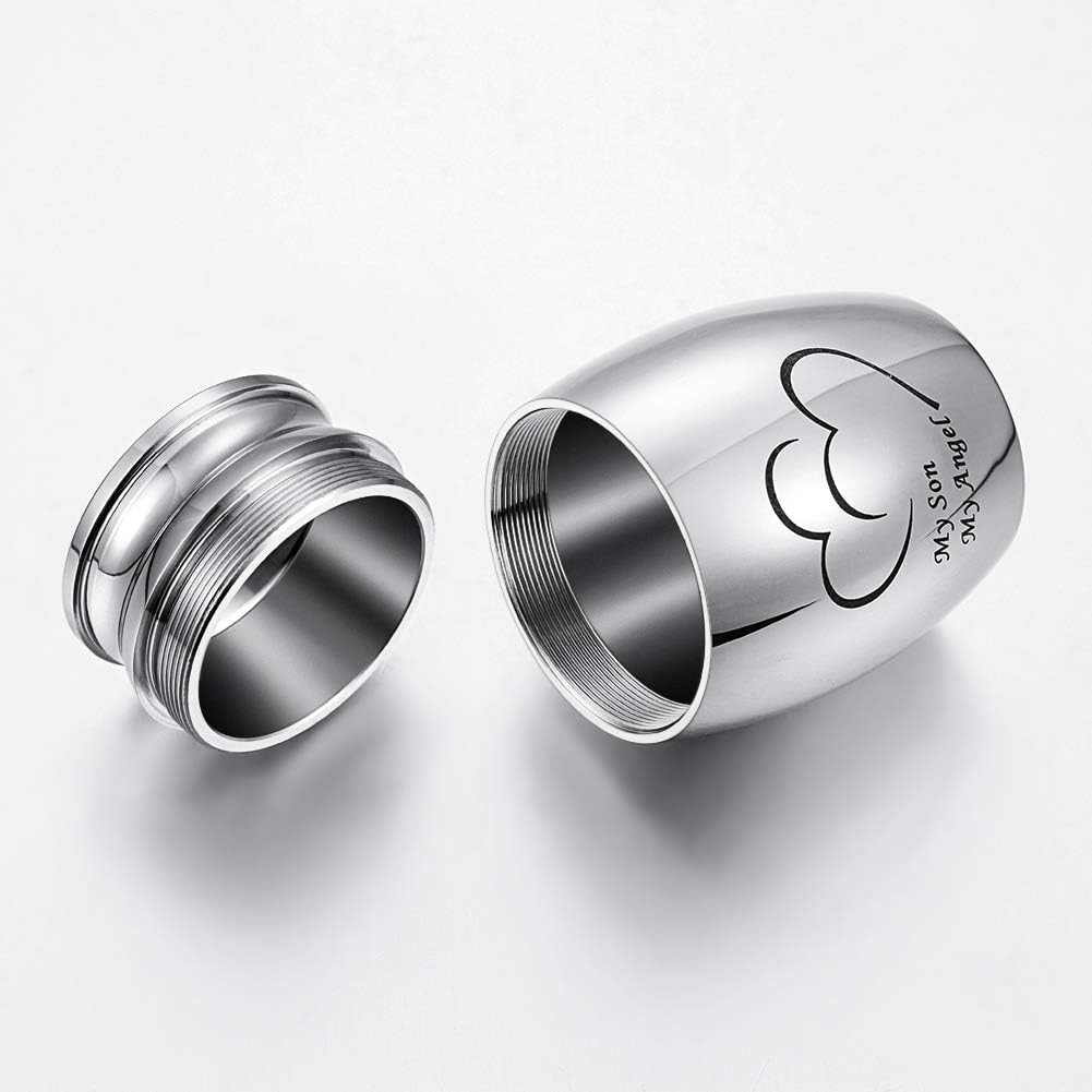 Small Cremation Keepsake Urns for Human Ashes 1.57 in Mini Cremation Urn Small Funeral Urns for Ashes Stainless Steel Cremation Funeral Urn-My Son My Angel - Image 2