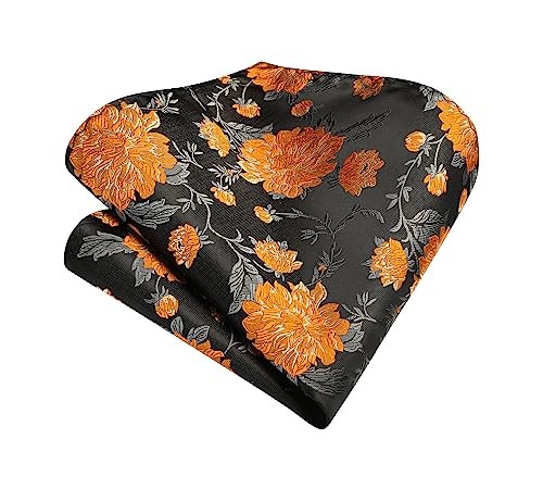 Image of Enlision Ties for Men Floral Tie Handkerchief Cufflinks Set Formal Flower Classic Mens Necktie & Pocket Square Wedding