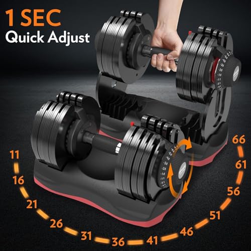 Image of ATIVAFIT Adjustable Dumbbell Set of 2, 5-88LB Quick Dial Free Weights with Double Safety Lock, Anti-Slip Steel Handle & Storage Box, Space Saving Home Gym Equipment for Full Body Strength Training, Suitable for Home Fitness Users
