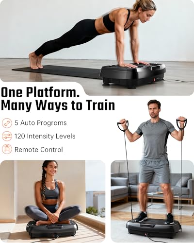 Image of Vibration Plate Exercise Machine, 3D Whole Body Vibration Platform for Lymphatic Drainage and Muscle Recovery, 450-lb Capacity Fitness Machine with Bluetooth Speaker and LED Display for Home Gym