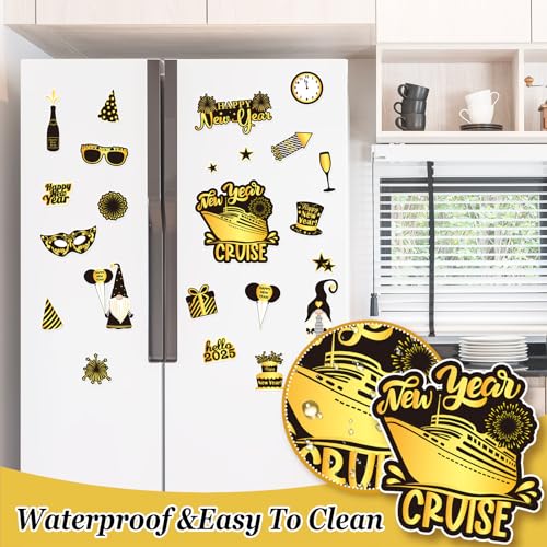 Whaline WH11311 23Pcs New Year Cruise Door Magnet Gold Black Refrigerator Magnets Gnome Balloon Fridge Magnetic Stickers Garage Magnet thumb #3