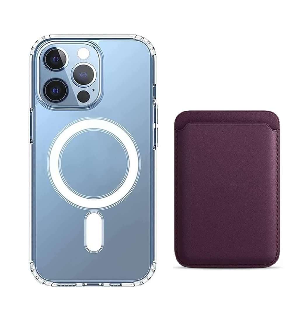 Tahamus [2 in 1] Magnetic Clear Case + Magnetic Leather Wallet Card Holder Compatible with Magsafe Accessories for iPhone 15 Pro - 6.1 Inch