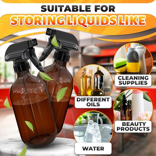 Image of 12 Pack Universal Spray Nozzle for Bottles - Leak-Proof Fix of Broken Sprayers in Seconds with Spray Bottle Nozzle Replacement, Fits 8 Oz & 16 Oz Bottles, Trim-To-Fit Tube, Mist & Stream Modes (Black)