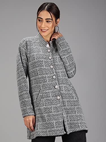 Image of eKools Women's Ladies Winterwear Woolen Banded Collar Multicolor Cardigans Sweaters