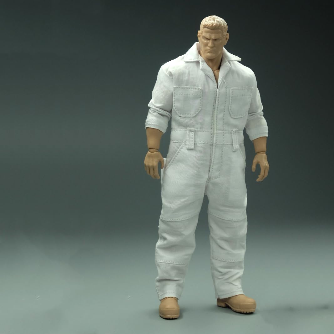 1/12 Scale Male Clothes,Male Jumpsuit Bodysuit Jacket Coat Pants Trousers Outfit Clothing for 6inch Muscular VTOYS GWToys Action Figure Body (White Bodysuit)