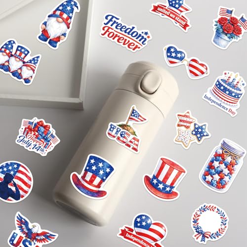 100 Pcs 4th of July Patriotic Stickers-Independence Day Waterproof Vinyl Decals, Holiday Sticker Decorations for Laptop, Water Bottle, Skateboard, Luggage, Helmet, Scrapbook - Image 4