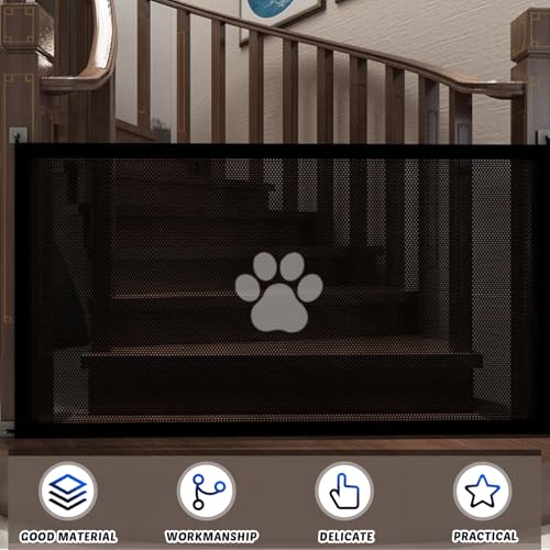 Treppenschutzgitter Hund, Hunde Türschutzgitter 180 x 78 cm, Hundebarrieren Hunde, Tragbare Absperrgitter für Baby und Katze, Treppenschutzgitter ohne Bohren für Treppen Haustier Türen Flur