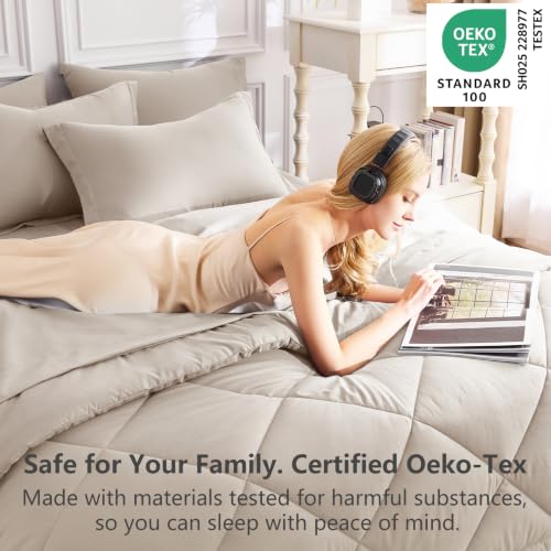 Image of CozyLux King Size Comforter Set Linen - 7 Pieces Bed in a Bag King, Luxury Soft Bed Set for All Seasons, Bedding Set with Down Alternative Comforter, Sheets, Pillowcases & Shams