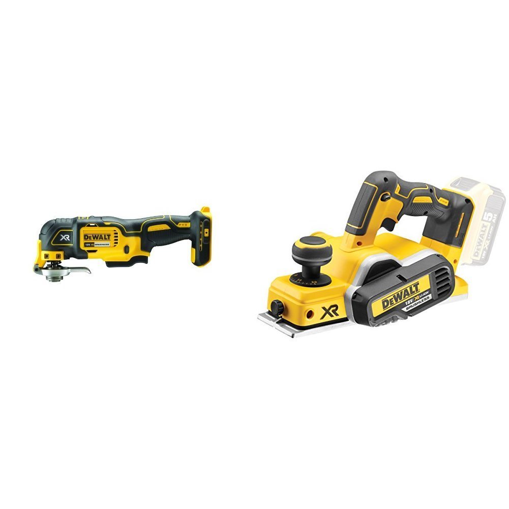 DEWALT Rabot Brushless XR 18V sans Batterie ni Chargeur DCP580N-XJ - Coffret TSTAK & Outil Oscillant Multi Cutter 18V Sans Fil Brushless - Livré avec Jeu d'Accessoires de Coupe et de Ponçage