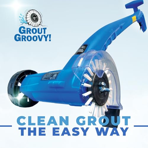 Image of Electric Grout Cleaner | Stand Up Tile Grout Scrubber Bundle | 20' Cord | Stand-Up Grout Cleaner with 20' Cord, 3 Brush Wheels, Hand Brush, Cleaner & Microfiber Cloth for Tile Floors and Grout